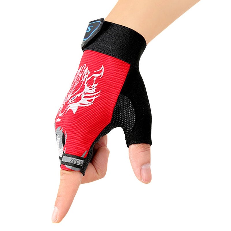 BXT Kids Fingerless Cycling Gloves Mittens Breathable Non-Slip Shock-Absorbing Kids Riding Bike Gloves Girls Boys Fishing Bicycle Roller Skating Hunting Climbing Half Finger Outdoor Sports Gloves - Image 1